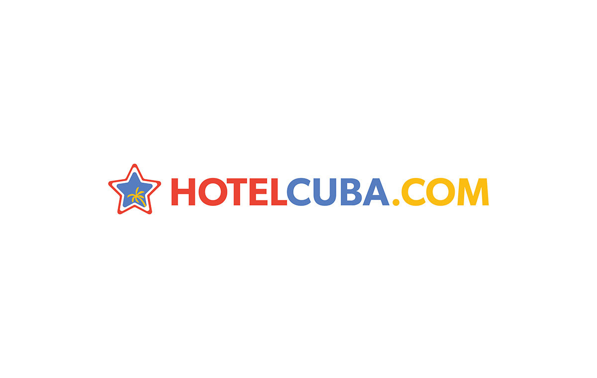 HotelCuba.com logo, a red and blue star with a yellow palm tree at its centre