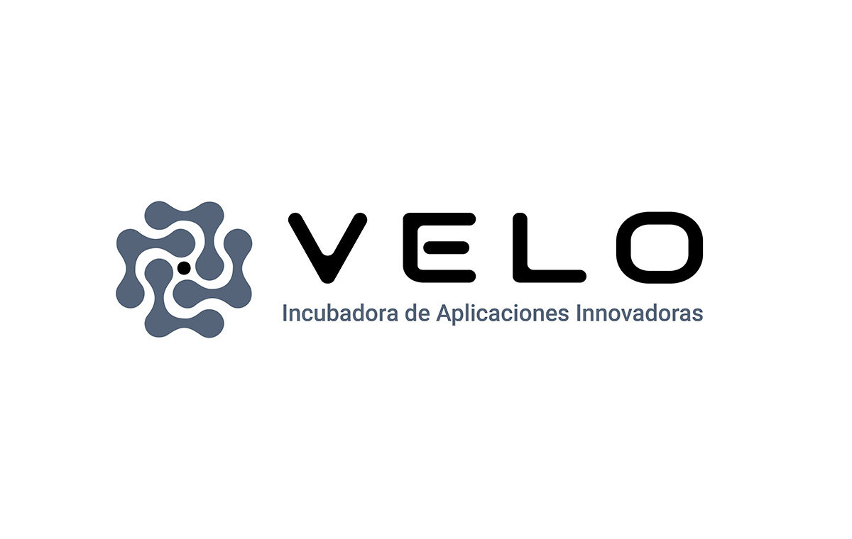 VELO logo, a slate cluster of linked nodes beside wide-spaced lettering